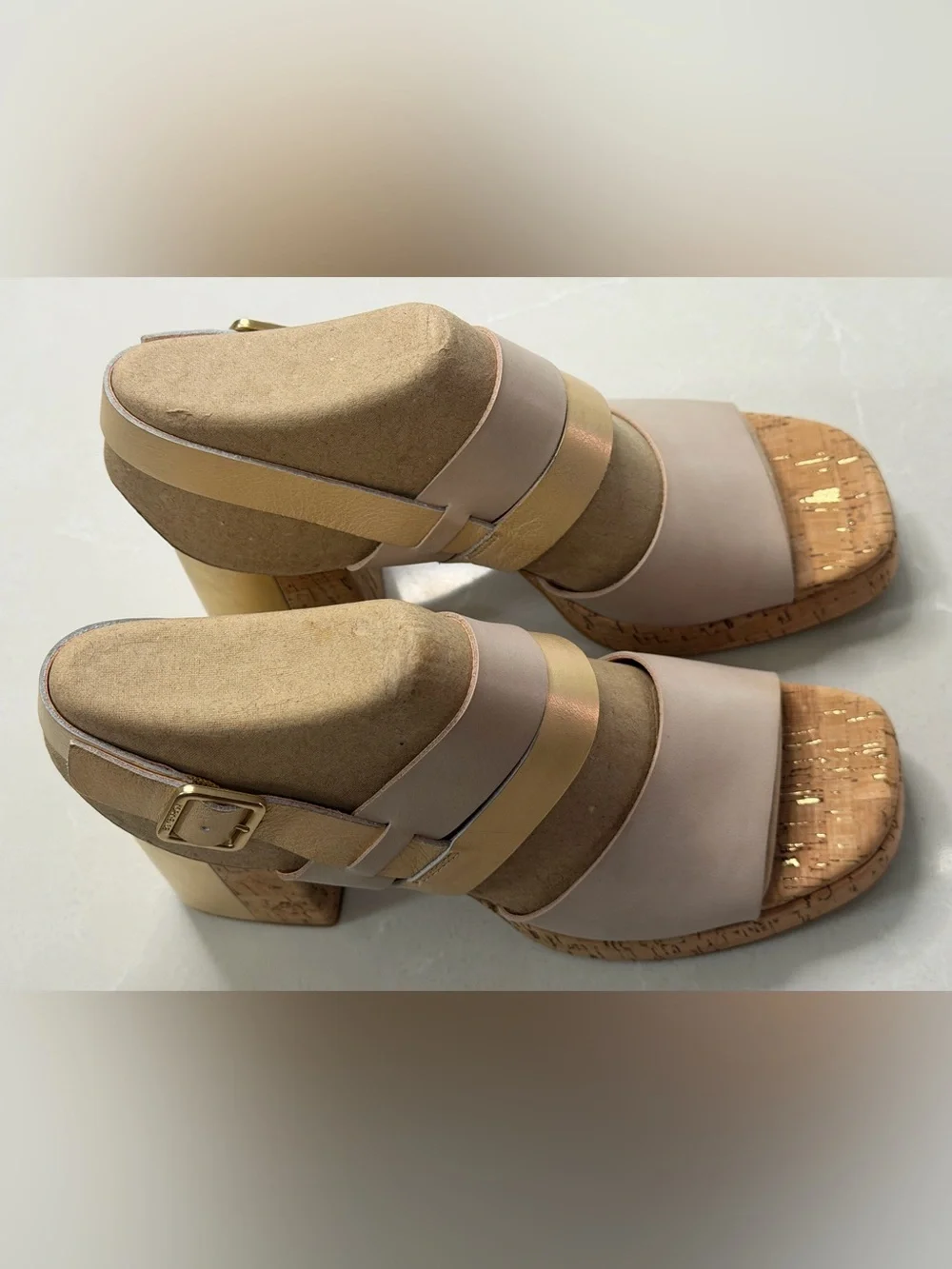 New Kork-Ease Maxi Platform Sandals Nude Gold Cork, 9
